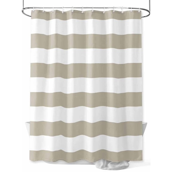 Shower Curtains Tan And White Stripe Bath Curtain Taupe Tan Brown Stripes Waterproof Bathroom Shower Curtain Set with Hooks Decoration 72 x 72 Inches