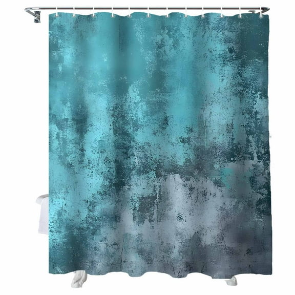 Shower Curtains Teal Blue Bath Curtain Ombre Modern Abstract Waterproof Bathroom Shower Curtain Set with Hooks Decoration 36 x 72 Inches