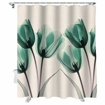 Shower Curtains Turquoise Tulip Bath Curtain Retro Flower Floral Waterproof Bathroom Shower Curtain Set with Hooks Decoration 36 x 72 Inches