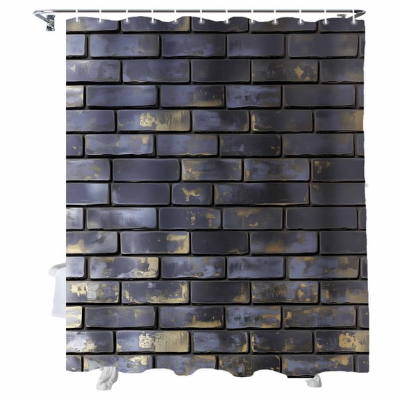Shower Curtains Vintage Brick Wall Bath Curtain Mist Blue Waterproof Bathroom Shower Curtain Set with Hooks Decoration 72 x 72 Inches