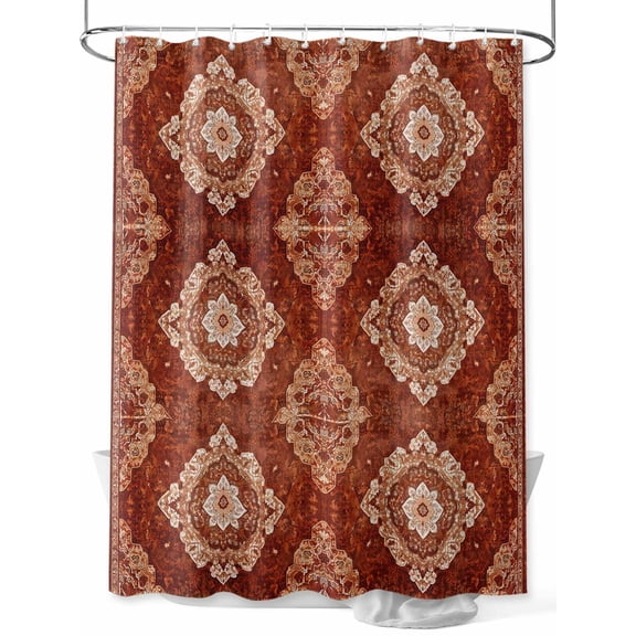 Shower Curtains Vintage Figure Medieval Ethnic Style Turkish Texture Bath Curtain Waterproof Bathroom Shower Curtain Set with Hooks Decoration 72 x 72 Inches