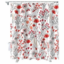 Shower Curtains Watercolor Leaves Floral Bath Curtain Flower Plant Orange Waterproof Bathroom Shower Curtain Set with Hooks Decoration 36 x 72 Inches