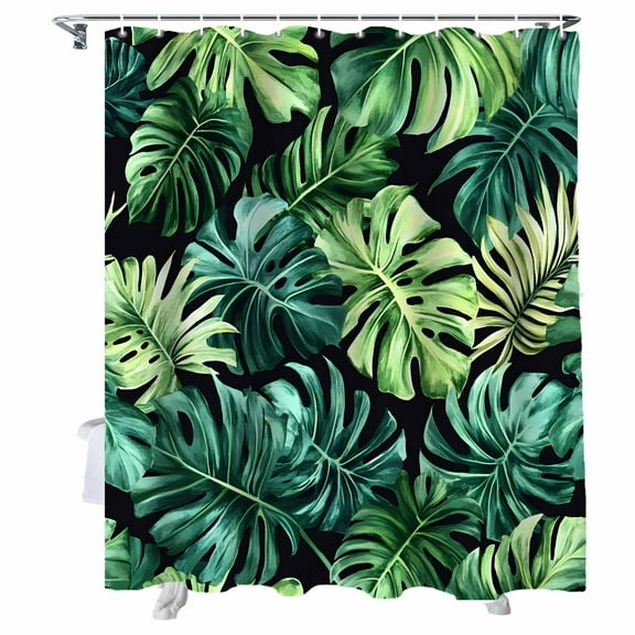 Shower Curtains Watercolor Monstera Plant Bath Curtain Tropical Leaves Waterproof Bathroom Shower Curtain Set with Hooks Decoration 72 x 72 Inches