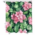 thumbnail image 1 of Shower Curtains Watercolor Pink Flowers Bath Curtain Green Leaves Waterproof Bathroom Shower Curtain Set with Hooks Decoration 72 x 72 Inches, 1 of 7