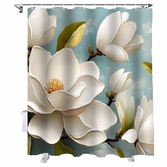 Shower Curtains White Tulip Bath Curtain Vivid Watercolor Floral Waterproof Bathroom Shower Curtain Set with Hooks Decoration 72 x 84 Inches