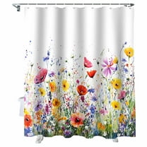 Shower Curtains Wildflower Bath Curtain Colorful Flower Leaves Waterproof Bathroom Shower Curtain Set with Hooks Decoration 36 x 72 Inches