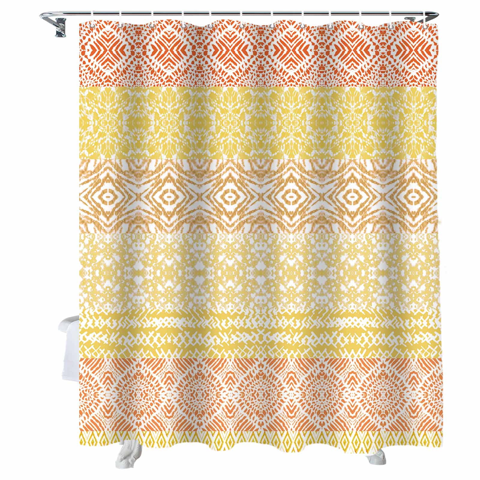 Shower Curtains Yellow Boho Bath Curtain Bohemian Style Stripes Tribal ...