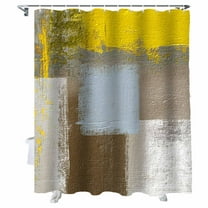 Shower Curtains Yellow Brown Abstract Painting Bath Curtain Beige Modern Art Waterproof Bathroom Shower Curtain Set with Hooks Decoration 36 x 72 Inches