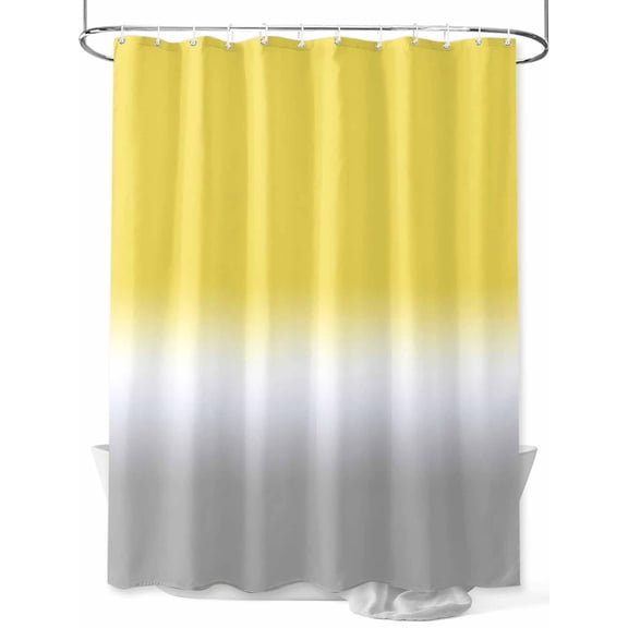 Shower Curtains Yellow and Grey Ombre Bath Curtain Gradient Gradual Color Waterproof Bathroom Shower Curtain Set with Hooks Decoration 72 x 72 Inches