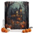 thumbnail image 1 of Shower Curtains for Bathroom-36"x72",Halloween Scary Haunted Castle Horror Pumpkin Waterproof Bath Curtain Grommet Shower Curtain Set with Hooks, 1 of 9