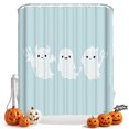 thumbnail image 1 of Shower Curtains for Bathroom-36"x72",Halloween White Ghost on Light Blue Waterproof Bath Curtain Grommet Shower Curtain Set with Hooks, 1 of 9