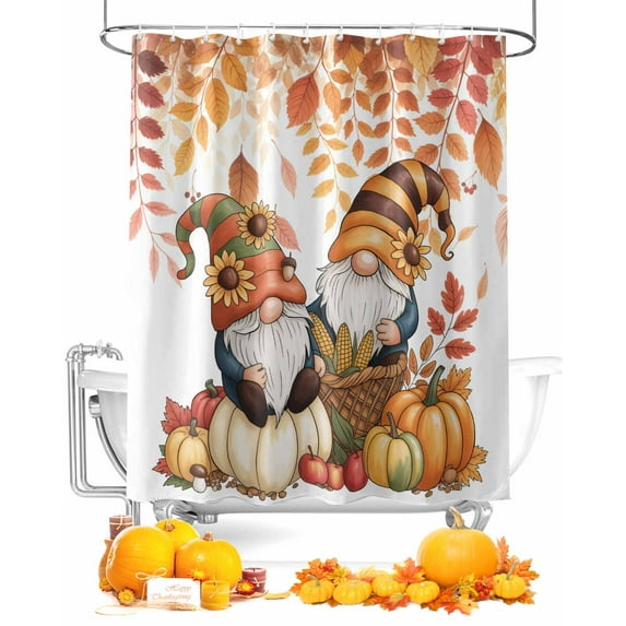 Shower Curtains for Bathroom-36"x72",Watercolor Autumn Pumpkin Plant Waterproof Bath Curtain Grommet Shower Curtain Set