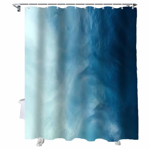Shower Curtains for Bathroom-60"x72",Coastal Ocean Wave Ombre Style Waterproof Bath Curtain Grommet Shower Curtain Set with Hooks