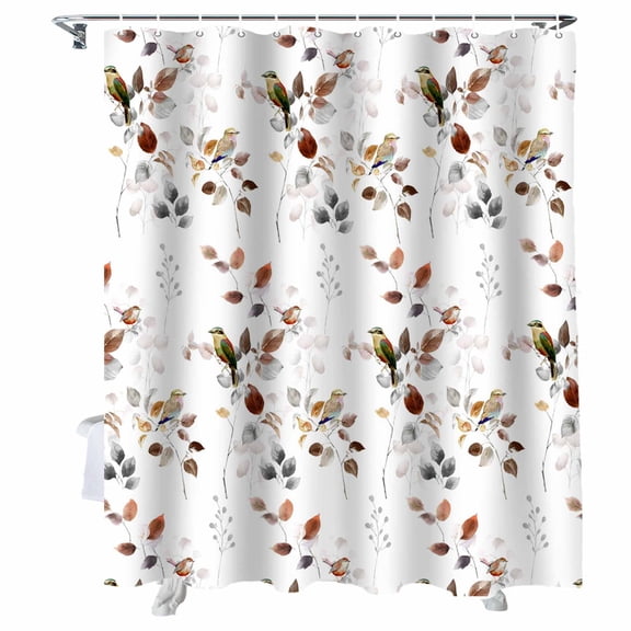 Shower Curtains for Bathroom-60"x72",Fall Leaves Orange Gray Ombre Waterproof Bath Curtain Grommet Shower Curtain Set with Hooks
