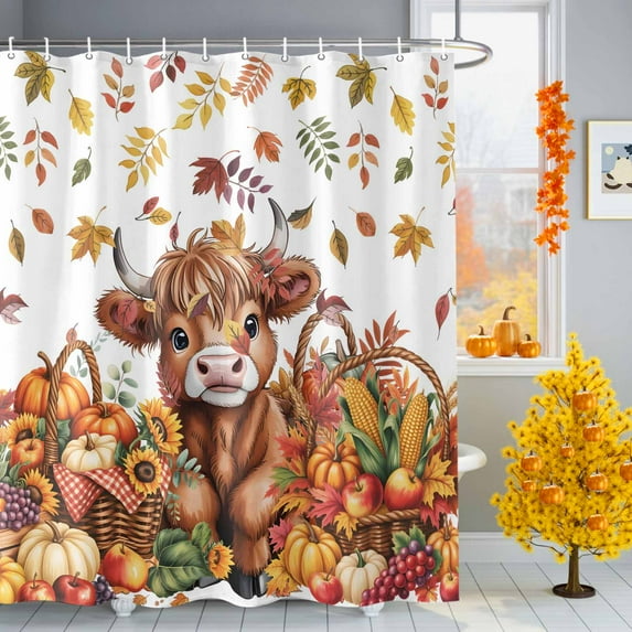 Shower Curtains for Bathroom-60"x72",Scottish Highland Cattle Waterproof Bath Curtain Grommet Shower Curtain Set with Hooks