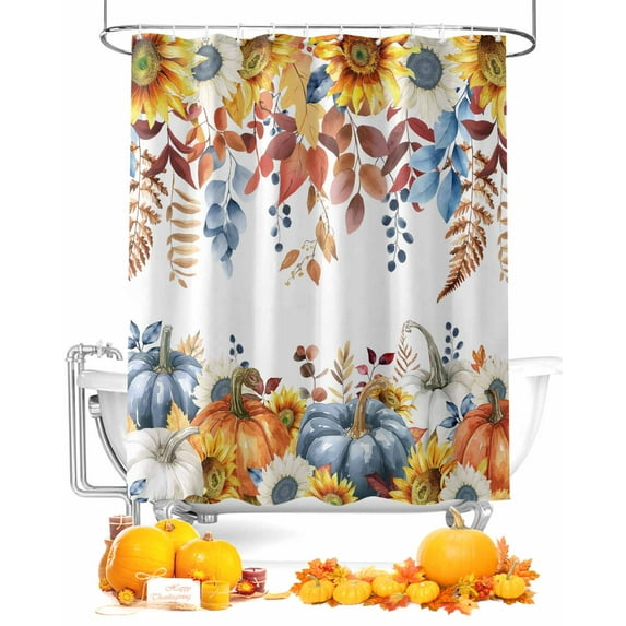 Shower Curtains for Bathroom-72"x72",Fall Leaves Sunflower Thanksgiving Pumpkin Waterproof Bath Curtain Shower Curtain Set