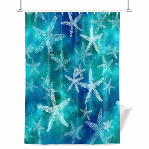 Shower Curtains for Bathroom-72"x72",Fancy Ocean Starfish Teal Blue Waterproof Bath Curtain Grommet Shower Curtain Set with Hooks