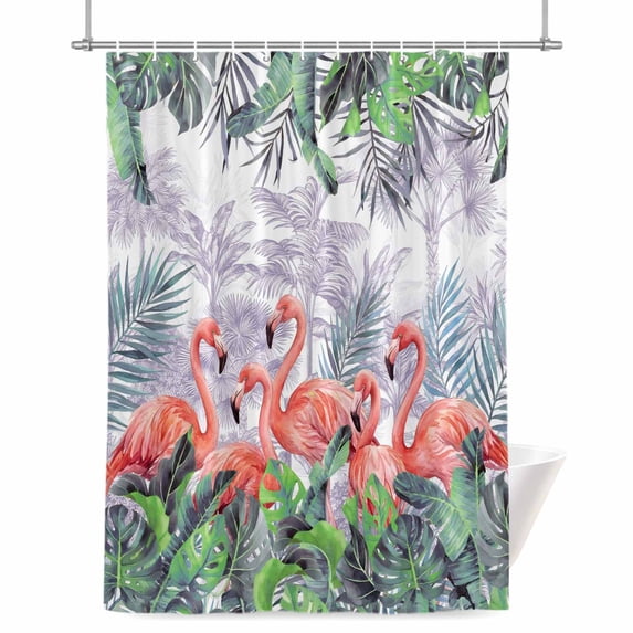 Shower Curtains for Bathroom-72"x72",Summer Pink Flamingo Waterproof Bath Curtain Grommet Shower Curtain Set with Hooks