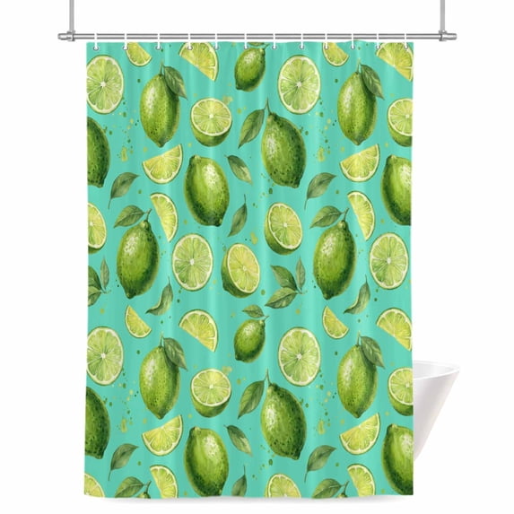 Shower Curtains for Bathroom-72"x72",Watercolor Green Lime on Teal Waterproof Bath Curtain Grommet Shower Curtain Set with Hooks