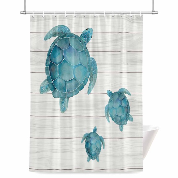 Shower Curtains for Bathroom-72"x72",Watercolor Ocean Teal Turtle Waterproof Bath Curtain Grommet Shower Curtain Set with Hooks