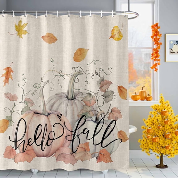 Shower Curtains for Bathroom-72"x72",Watercolor Pumpkin Fall Thanksgiving Waterproof Bath Curtain Grommet Shower Curtain Set with Hooks