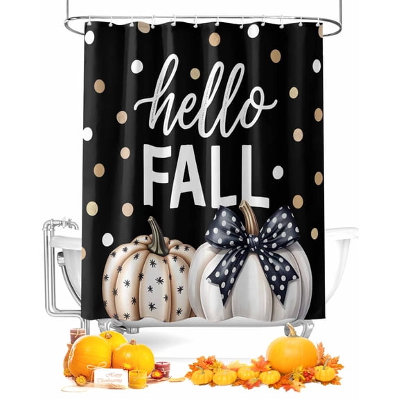 Shower Curtains for Bathroom-72"x78",Thanksgiving Pumpkin Fall Theme Waterproof Bath Curtain Grommet Shower Curtain Set