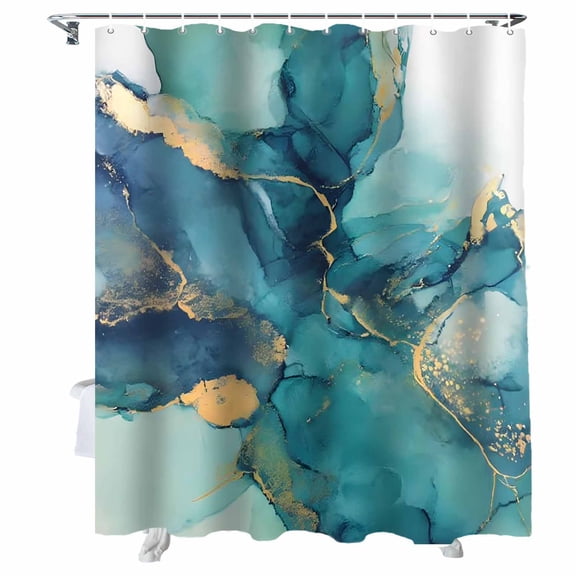 Shower Curtains for Bathroom-72"x84",Modern Turquoise Marble Texture Waterproof Bath Curtain Grommet Shower Curtain Set with Hooks
