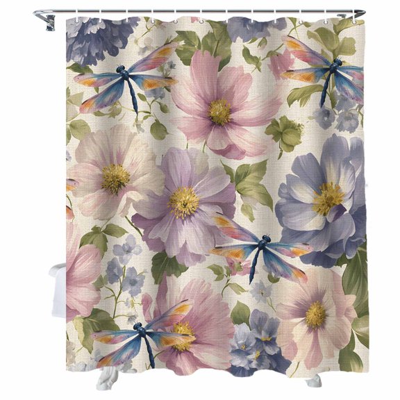 Shower Curtains for Bathroom-72"x84",Oil Painting Style Spring Flowers Waterproof Bath Curtain Grommet Shower Curtain Set with Hooks