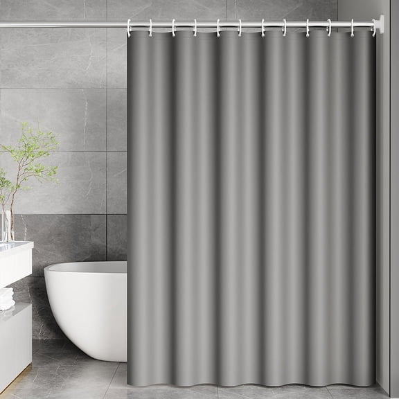 Shower Curtains with Grommets,Bathroom Curtains Solid gray Color PEVA Shower Curtain Liner Shower Curtain with Rings