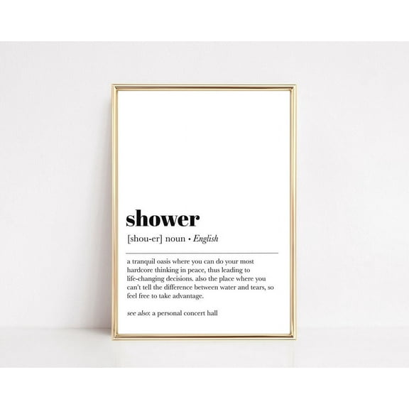 Shower Definition Minimalist Bathroom Wall Art, Unframed Paper Print Size 8x12