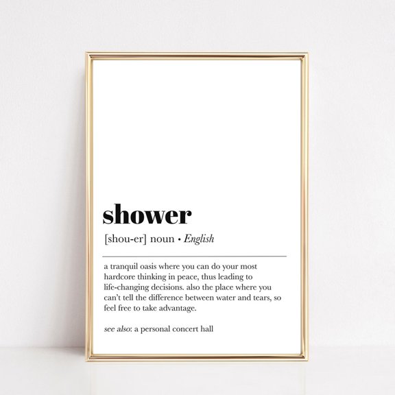 Shower Definition Print, Funny Bathroom Wall Art UNFRAMED PAPER POSTER, Home Decor, Vintage Gift, Living Room Dercor