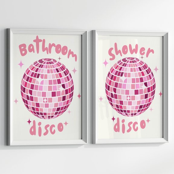 Shower Disco Print: Funny Bathroom Wall Art Set 2