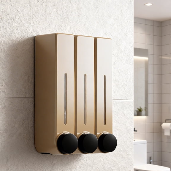 Shower Dispenser 3 Chamber no Drill,Shampoo and Conditioner Dispenser,Shower Soap Dispenser Wall Mounted for Bathroom Hotel Toilet with lLock-Free,Rapid Fluid Replenishment 3*450ml