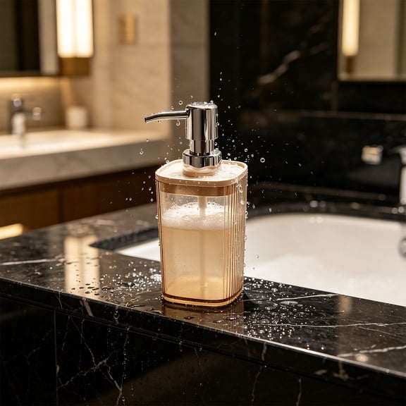 Shower Dispenser Bottle, 400 ml Refillable Hand Soap Pump for Bathroom Kitchen and Office Countertops, Plastic Reusable and Shampoo Container