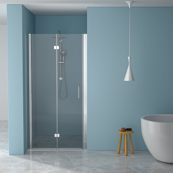 Shower Door 30"W x 72"H Fold Frameless Shower Door with Tempered Glass, 1/4 inch (6 mm), Chrome,Glass Shower Door