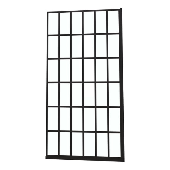 Shower Door 34" W x 72" H Single Panel Frameless Fixed Shower Door, 5/16 in. (8mm), Open Entry Design in Matte Black
