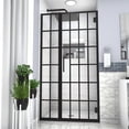 thumbnail image 1 of Shower Door 40" W x 72" H Pivot Frameless Shower Door with Pattern Glass, Open Entry Design in Matte Black, 1 of 4
