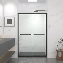 Shower Door 44-48" W x 72" H,Aluminum Frame Double Sliding Shower Door,Bypass Glass Door for Walk-in Shower with 5/16"(8 mm) Clear Tempered Glass,Matte Black Finished