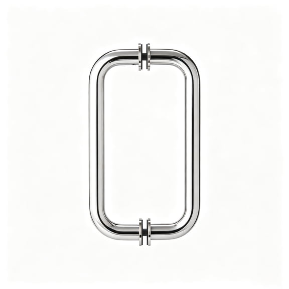 Shower Door Handle,6 inch Center to Center,Double-Sided Pull Handle with Metal Washer, Back-to-Back Glass Door Handle Replacement for 5/16", 3/8", and 1/2" (8-12mm) Glass Doors, Chrome