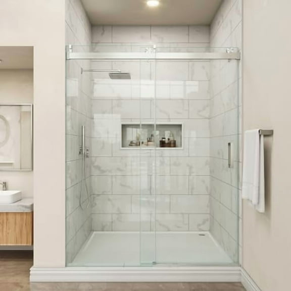 Shower Door Handle Stainless Steel 203mm/8 inches Square Corner Back to Back Double Side Pull for 1/4" to 1/2" Thickness Glass - Brushed Nickel