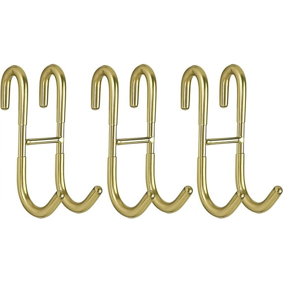 Shower Door Hooks (3-Pack), Towel Hooks for Bathroom Frameless Glass Door, Shower Squeegee Hooks, Gold