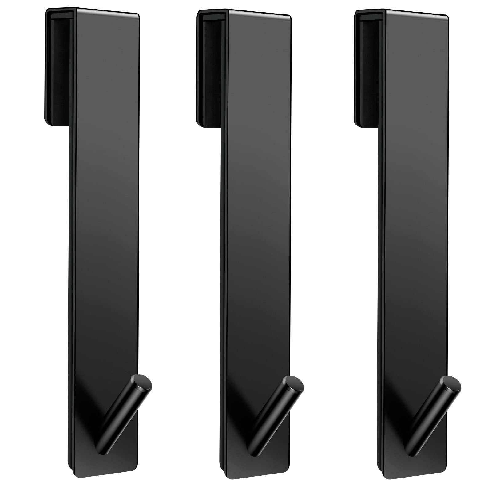 Shower Door Hooks(7.5 Inch),Extended Over Door Hooks for Bathroom Frameless Glass Shower Door,Stainless Steel Towel Hooks,Heavy Duty Rack Hooks for Robe ,Towel-2 Pack-Black