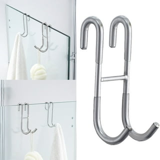 JYNTU Shower Door Hooks for Frameless Glass Shower Door, Double-Sided  Hanger, Over Shower Door Hooks, Shower Squeegee Hooks Towel Hanger for  Glass Shower Door Inside Shower, 2pcs – 7 inch, Black 