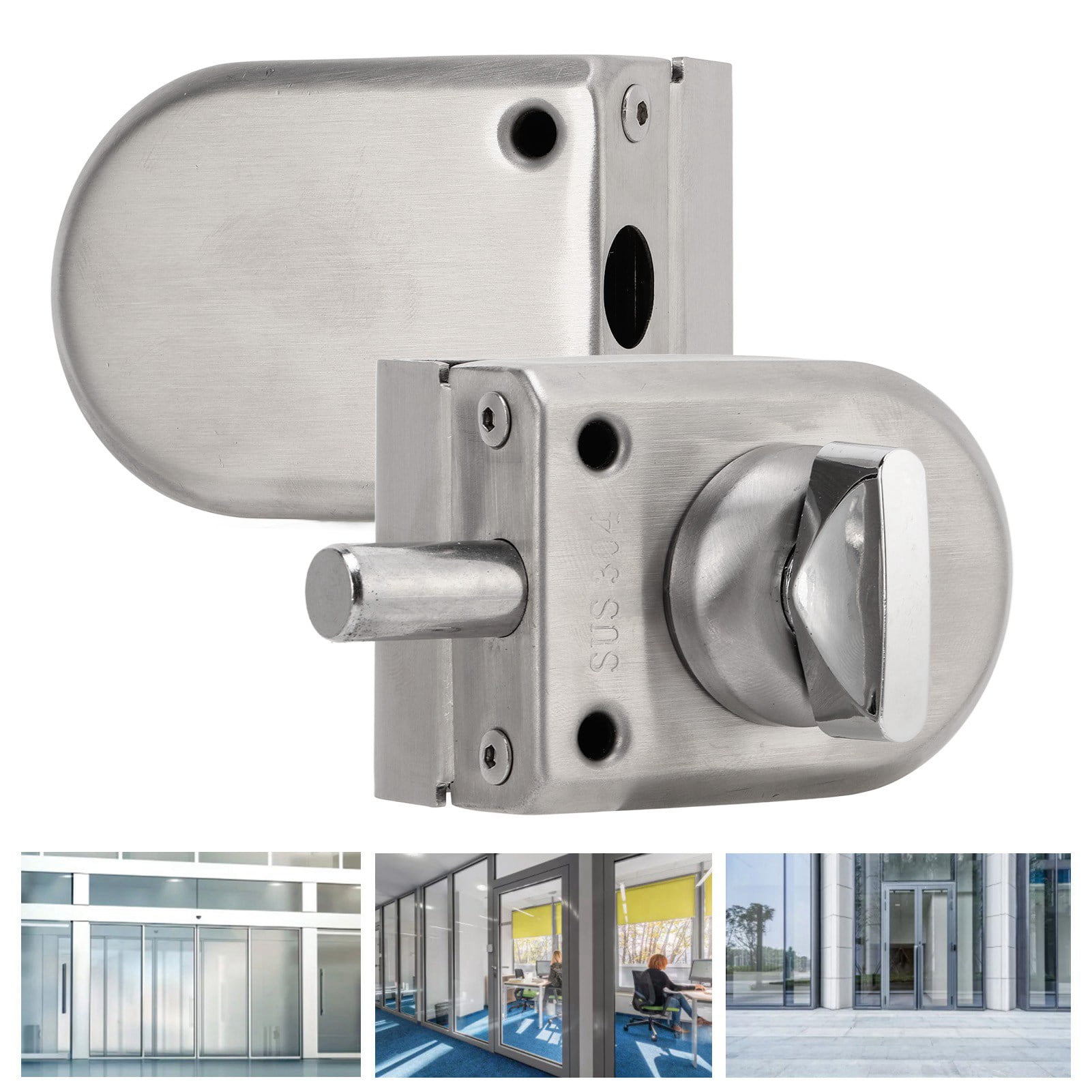 Shower Door Lock, Stainless Steel Durable Sliding Glass Door Lock For