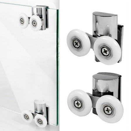 Shower Door Roller Top Bottom Pulleys Dual Wheels Bathroom Sliding Door Hanging Wheel Shower Door Replacement Roller 4-8Mm Glass