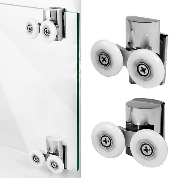 Shower Door Roller Top Bottom Pulleys Dual Wheels Bathroom Sliding Door Hanging Wheel Shower Door Replacement Roller 4-8Mm Glass