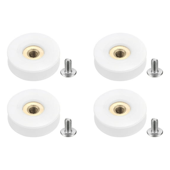 Shower Door Rollers 22.5mm/0.8", 4 Pack Glass Door Runner Sliding Shower Door Grooved Wheels, White