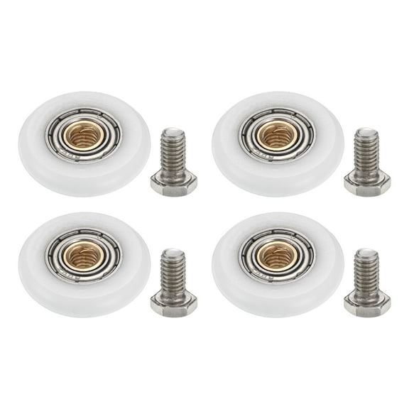 Uxcell Shower Door Rollers 1.1", 4 pack Bathroom Glass Sliding Door Pulleys Shower Glass Door Rollers, White