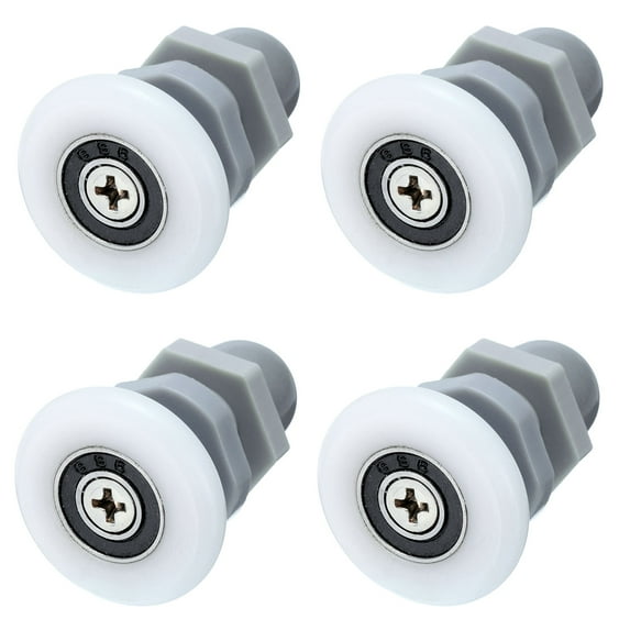 Shower Door Rollers 27mm/1.1", Bathroom Glass Door Runner Replacement Part Sliding Shower Door, White-Grey 4 Pack