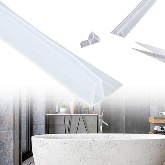 Shower Door Seal Ecohintz F-Type Bathtub Shower Screen Door Seal Strip - 1 Meter Transparent Rubber Arc Strip for Glass Doors, Prevents Leaks & Splashes, Glass Door Strip, F,G,H,I